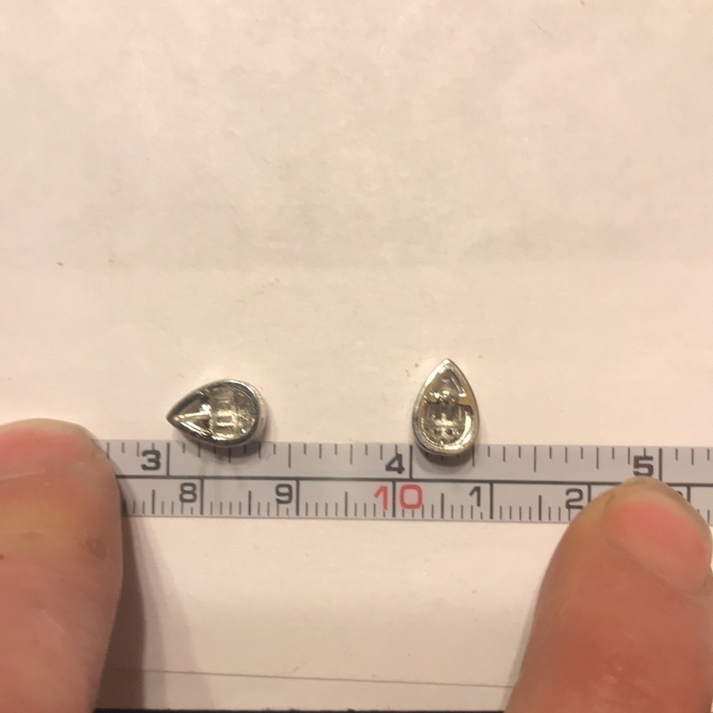 Teardrop Baguette Round Diamond Silver Stud Earrings NEW - Picture 5 of 5
